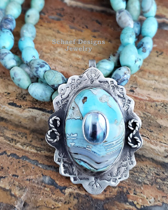  Schaef Designs Southwestern turquoise dog bone paw dog tag pendant | Arizona