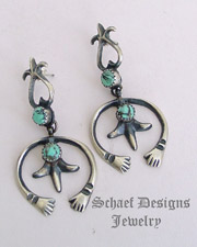 Eva & Lindberg Spiderweb Turquoise & Sterling Silver Naja POST Earrings | Schaef Designs Southwestern & turquoise Jewelry | New Mexico