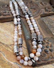 Schaef Designs flower quartz & sterling silver tube bead necklace set | Arizona