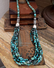 Schaef Designs deep blue lapis & Sterling Silver Southwestern style tube & bench bead necklace | Arizona 