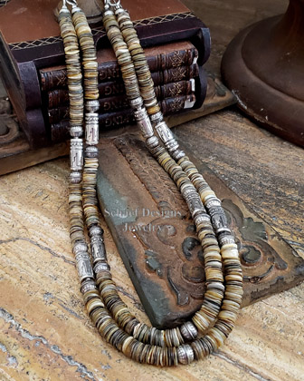  Schaef Designs golden akoya shell heishi tube bead necklace set | Arizona  