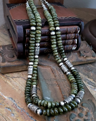 Schaef Designs gossular green garnet & sterling silver Southwestern basics tube bead Necklace | Arizona