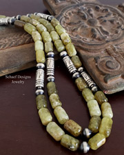 Schaef Designs Green Garnet Serpentine Multi Strand Long Necklace | Arizona