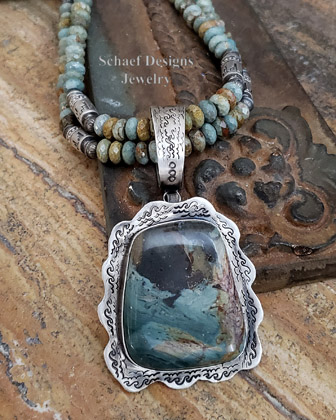 Schaef Designs green jasper & sterling silver Southwestern pendant | Arizona  