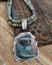 Schaef Designs Green Jasper & Sterling Silver Reversible Southwestern Pendant | Arizona