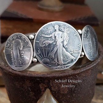Half Dollar Quarter Old coin cuff bracelet | Southwestern jewelry | Arizona | Arizona