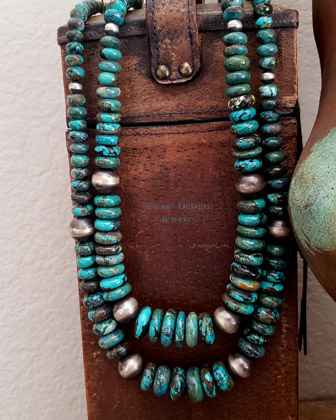 Schaef Designs Picture Large disk & sterling silver Navajo Pearls southwestern necklaces | Arizona