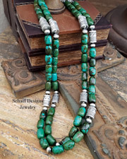 Schaef Designs Southwestern Hubei Turquoise & Sterling Silver Tube Bead Necklaces | Arizona
