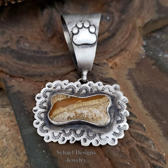 Schaef Designs Turquoise & Sterling Silver Banner Dog Bone Pendant | Pet Memorial Jewelry | Arizona  