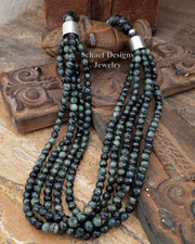 Schaef Designs Wildhorse Nugget & Sterling Silver Bench Bead Necklace | Arizona