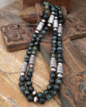 Kambaba & sterling silver Tube Bead Necklace Set | Arizona