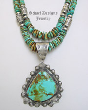 Schaef Designs Large Kingman Turquoise & Sterling Silver Pendant | New Mexico