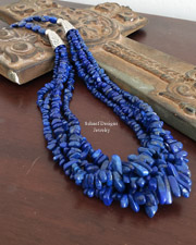 Schaef Designs Denim Lapis & Sterling Silver Multi Strand Charm Necklace | Arizona 