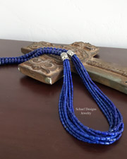 Schaef Designs Denim Lapis & Sterling Silver Multi Strand Charm Necklace | Arizona 