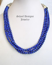 Schaef Designs Deep Cobalt Blue Lapis & Sterling Silver 4 Strand Necklace | New Mexico
