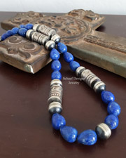 Schaef Designs Lapis & Sterling Silver Tube & Bench Bead Southwestern Necklaces | Arizona 