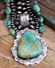 Schaef Designs Southwestern Large Hubei Turqoise & Sterling Silver Pendant | Arizona