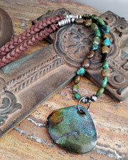  Schaef Designs Royston Turquoise Jasper & Sterling Silver Southwestern Square Cross Pendant | Arizona
