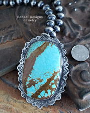 Schaef Designs Southwestern Blue Turquoise & Brown Deerskin Long Necklace | Arizona