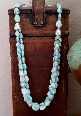 Schaef Designs Larimar nugget & sterling silver 3 strand southwestern necklace | Southwestern Basics Collection | Arizona