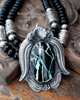 Schaef Designs Denim Lapis Boot & Sterling Silver Dog Tag | New Mexico 
