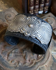  Sterling Silver Concho Leather Cuff Bracelet | Schaef Designs | Arizona