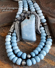 Schaef Designs Raw Edge Leland Blue & Sterling Silver Leaf & Flower Pendant | Arizona