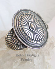  Leon Martinez Heavy Guage Sterling Silver Oval Concho Cuff Bracelet | Schaef Designs Southwestern & turquoise Jewelry | New Mexico