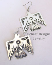 Vince Platero Sterling Silver Hand Stamped Thunderbird Wire Earrings | New Mexico