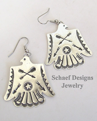 Vincent Platero large thunderbird sterling silver wire earrings | Schaef Designs | Arizona