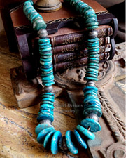 Schaef Designs Large Turquoise Disk & Sterling Silver Southwestern Necklace | New Mexico