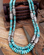  Schaef Designs Light Blue Hubei Turquoise & Sterling Silver Tube Bead Necklace Set | Arizona