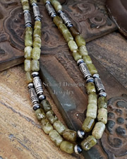  Schaef Designs Light Green Garnet & Sterling Silver Southwestern Necklace Set | Arizona