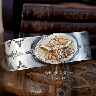 Schaef Designs Longhorn bone & stamped sterling silver cuff stacking bracelet | Arizona  
