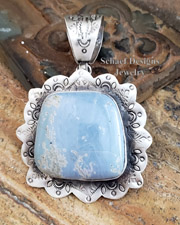 Schaef Designs Schaef Designs Light Blue LARGE Leland Blue & Sterling Silver Southwestern Pendant | Arizona 