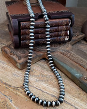   Heavy Navajo Saucer Pearl Sterling Silver Long Necklace | Arizona