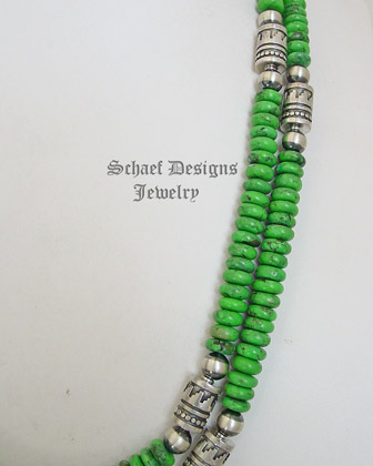 Schaef Designs mojave green turquoise & sterling silver tube bead necklace set | Southwestern Basics Collection | New Mexico 