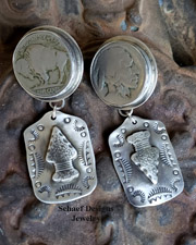 Schaef Designs Buffalo Nickel dog Tag POST Earrings | New Mexico