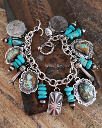 Schaef Designs Number 8 turquoise & Sterling Silver Charm Bracelet | Arizona  