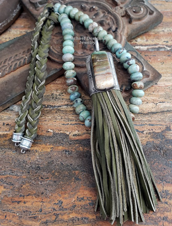 Schaef Designs morrisonite sterling silver deerskin tassel pendant | Arizona 