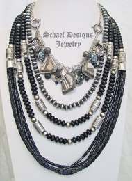 Schaef Designs Onyx Pottery Shard Sterling Silver Charm Necklace Pairings | New Mexico