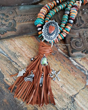 Schaef Designs Orange Heart Concho Tassel Charm Pendant | Arizona