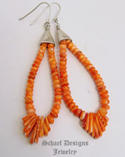  Native American Orange Spiny Oyster Shell Jacla WIRE Earrings | Schaef Designs | New Mexico 