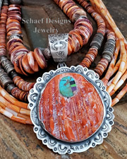 Schaef Designs Square Turquoise Concho Stacked Southwestern Pendant | New Mexico