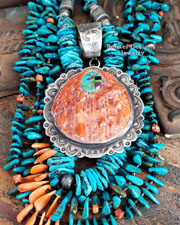 Schaef Designs Square Turquoise Concho Stacked Southwestern Pendant | Arizona