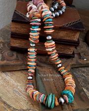 Schaef Designs Southwestern Orange Spiny Oyster & Turquoise Long Necklace | Arizona