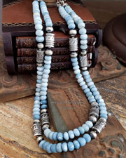  Schaef Designs Owyhee Opal & Sterling Silver Tube Bead Necklace Set | Arizona