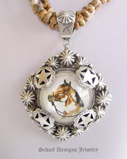 Schaef Designs Paint Horse Bridle Rosette & Sterling silver pendant   | New Mexico 