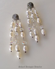 Schaef Designs Marcasite pearl chandelier post earrings | Arizona 