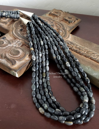 Schaef Designs
Picasso Jasper & Sterling Silver Long Multi Strand Southwestern Necklace | Arizona 